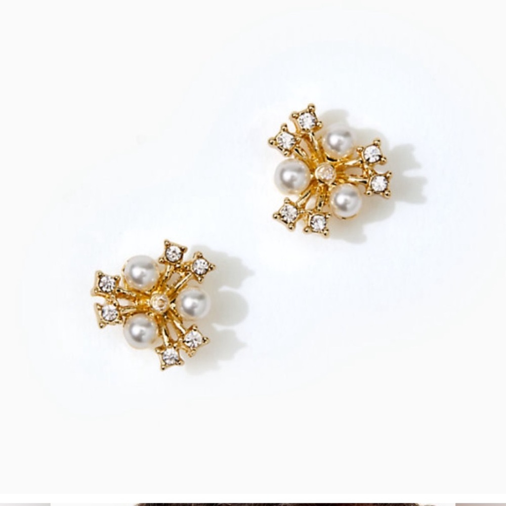 NEW señorita stud earrings post back pearl gold crystal Lilly Pulitzer